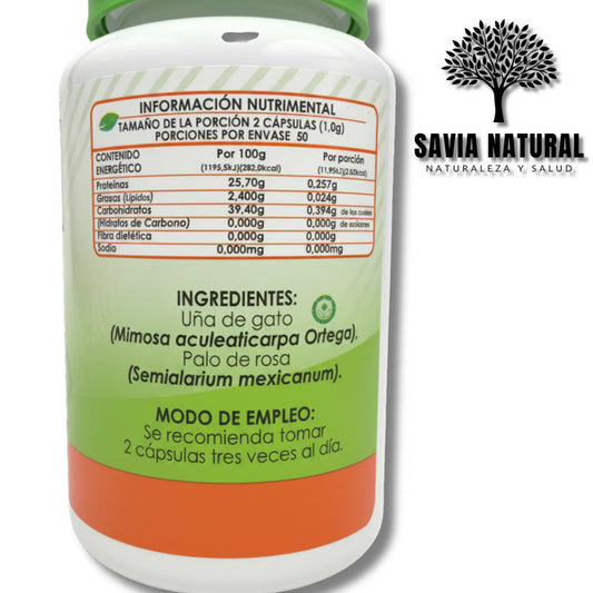 UÑA DE GATO ANÁHUAC – 100 CÁPSULAS × 500 MG