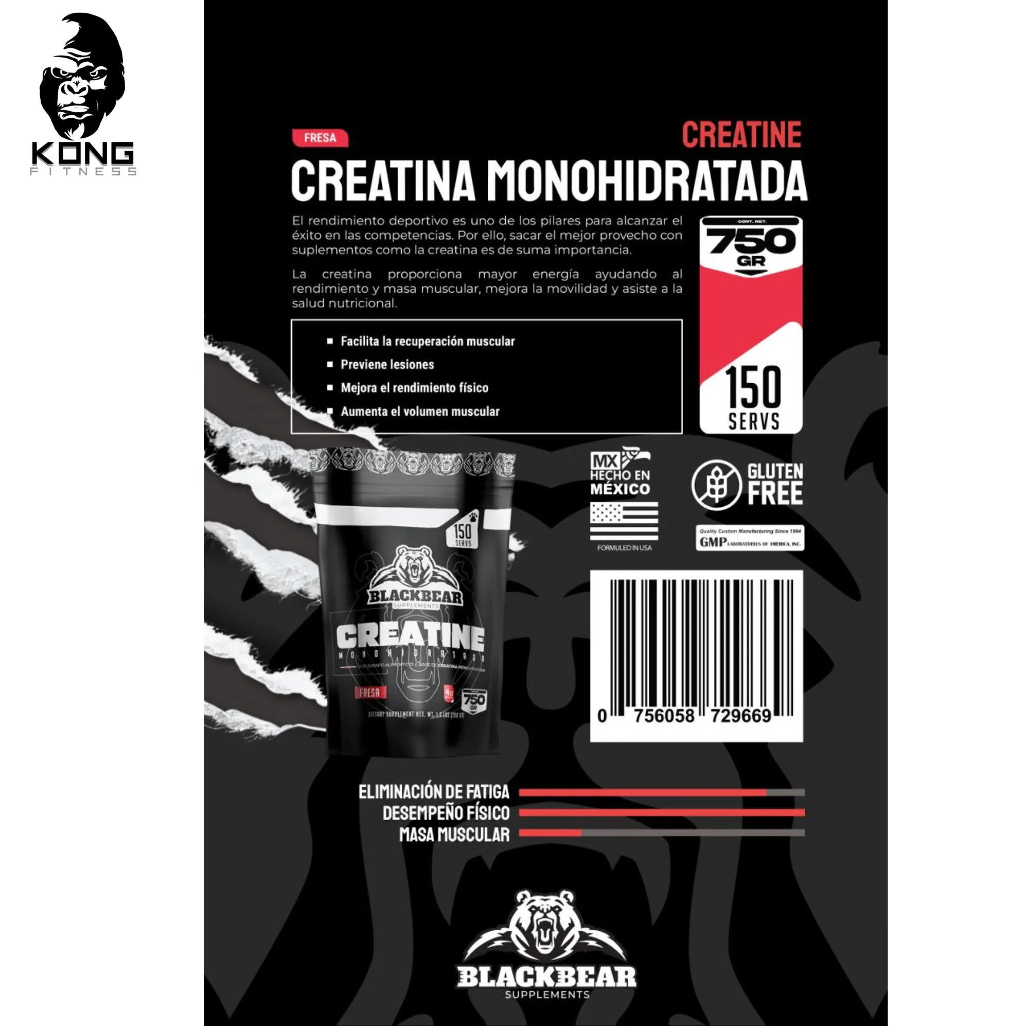 BLACKBEAR CREATINE MONOHIDRATADA 750 GRS
