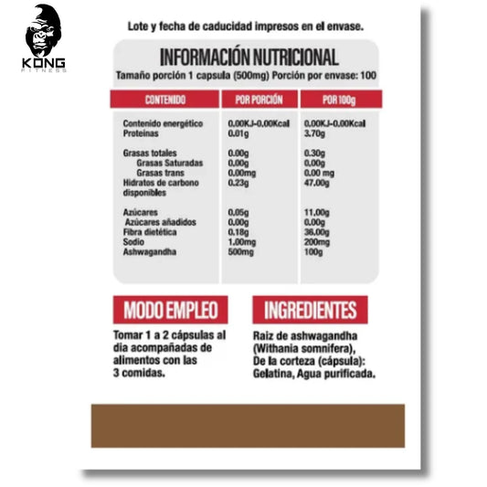 SUPERLABS ASHWAGANDA 500MG 100 CAPSULAS