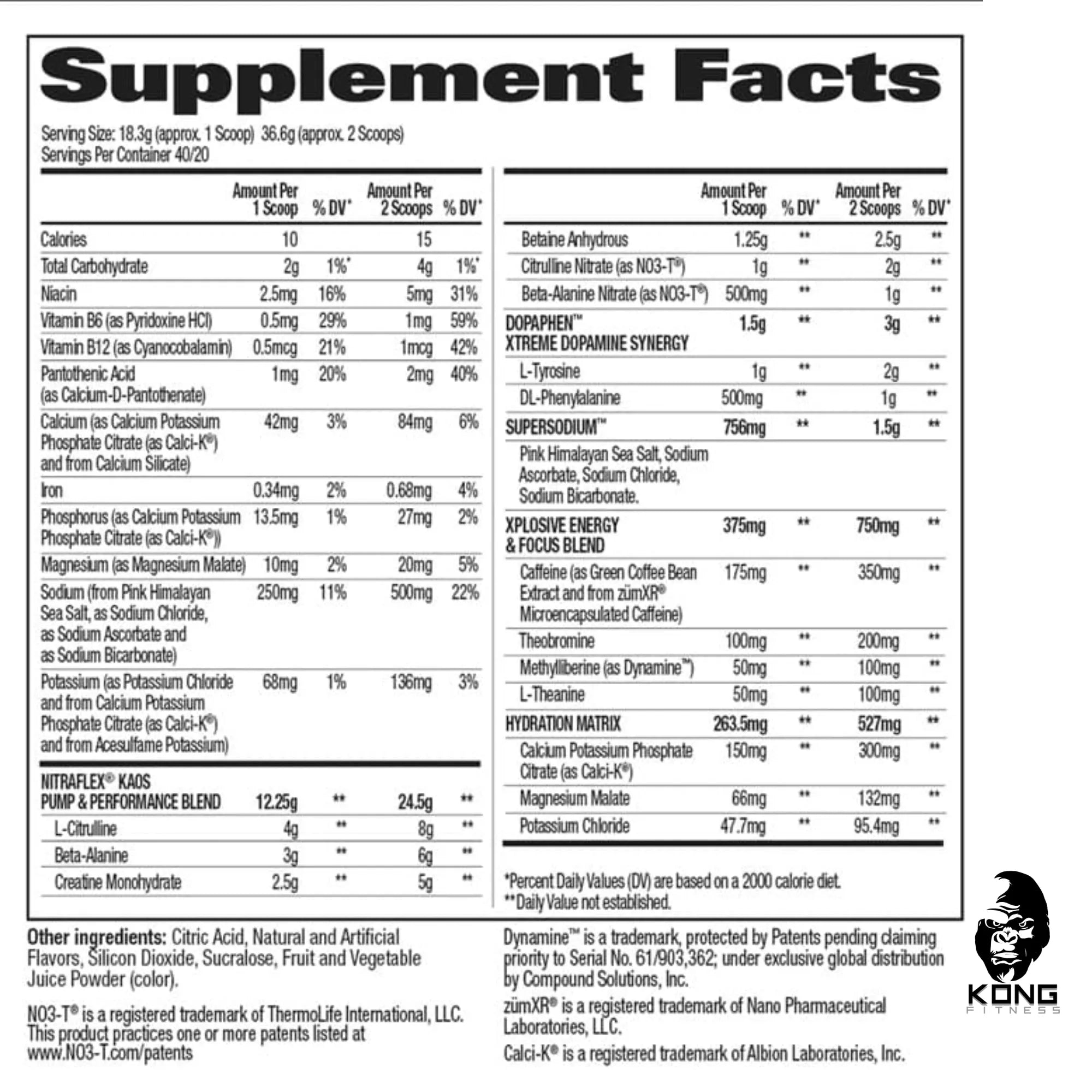 GA NITRAFLEX KAOS STIM FREE 40 SERV