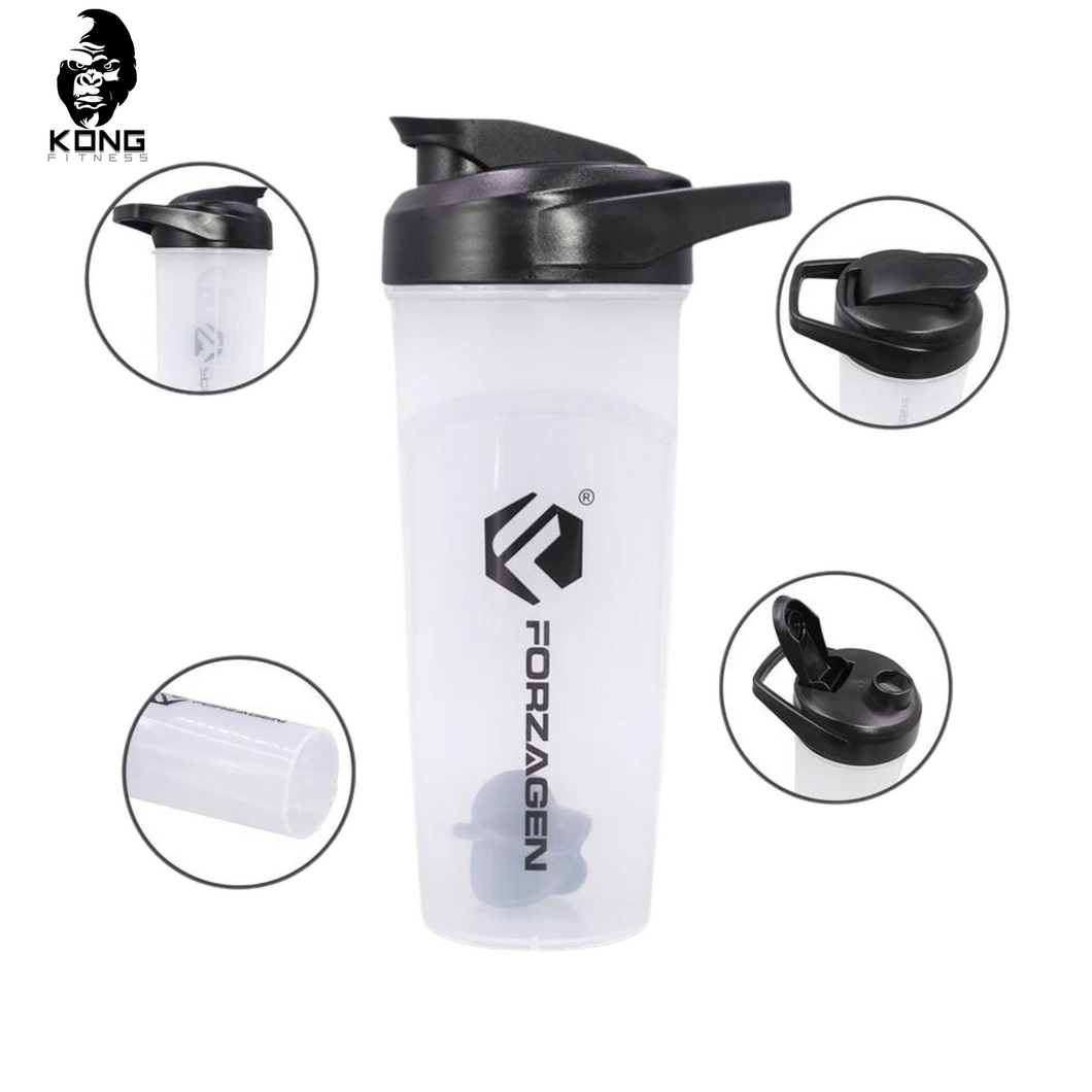 SHAKER FORZAGEN 600 ML TRANSPARENTE TAPA NEGRA