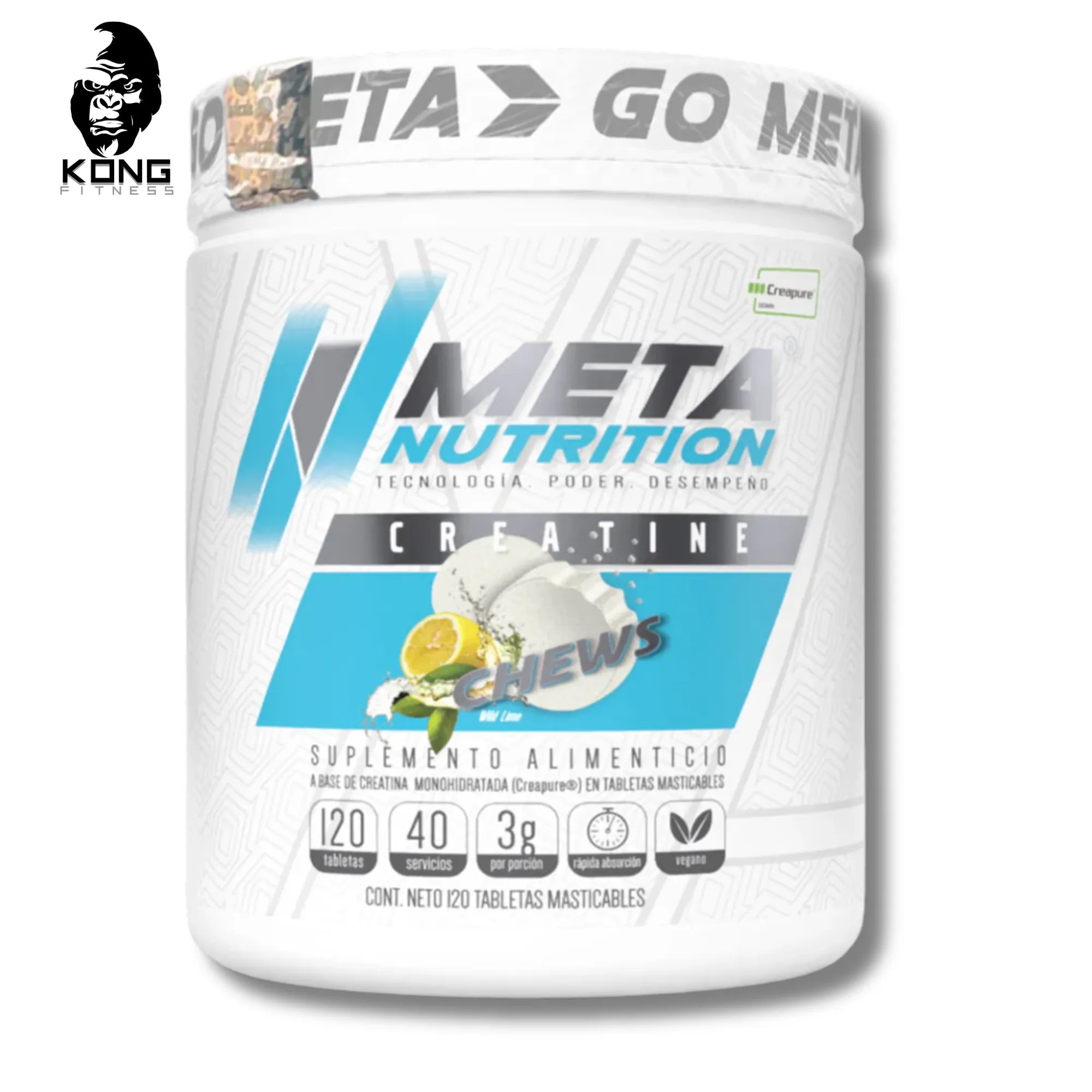 CREATINE CHEWS – CREAPURE®, 120 TABLETAS MASTICABLES SABOR WILD-LIME