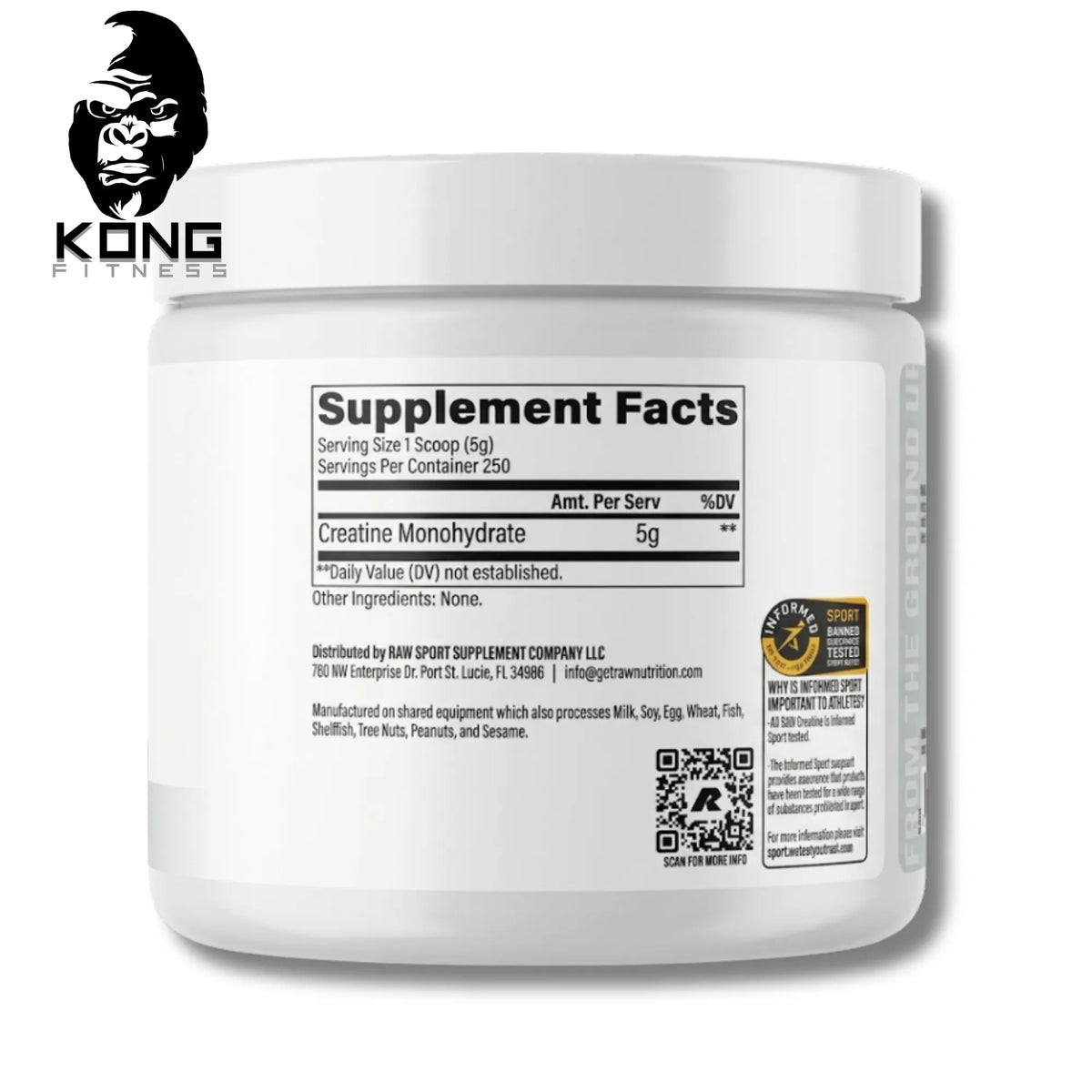 RAW CREATINE MONOHYDRATE 250 SERV