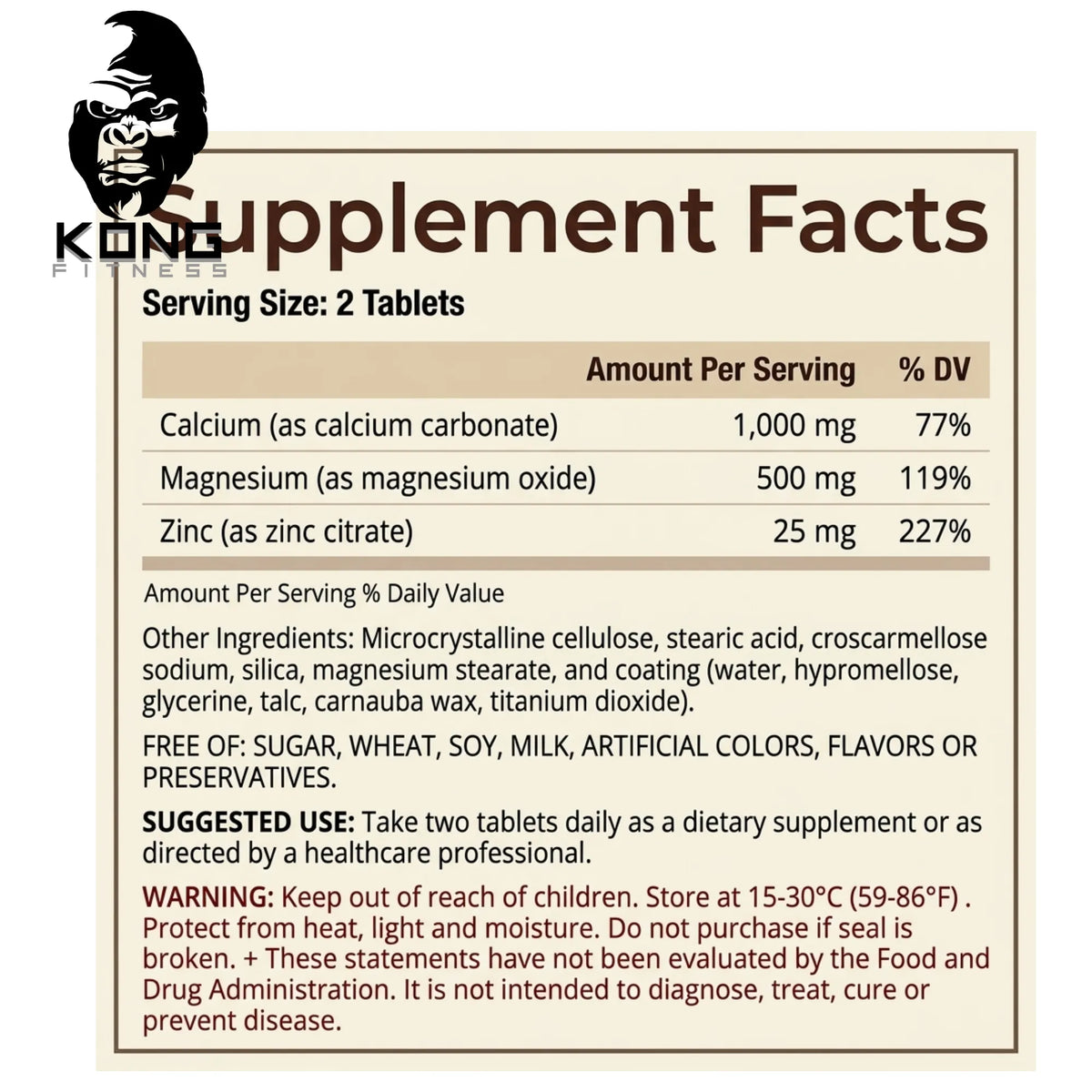 WHP CALCIUM, MAGNESIUM, ZINC 100 TABS