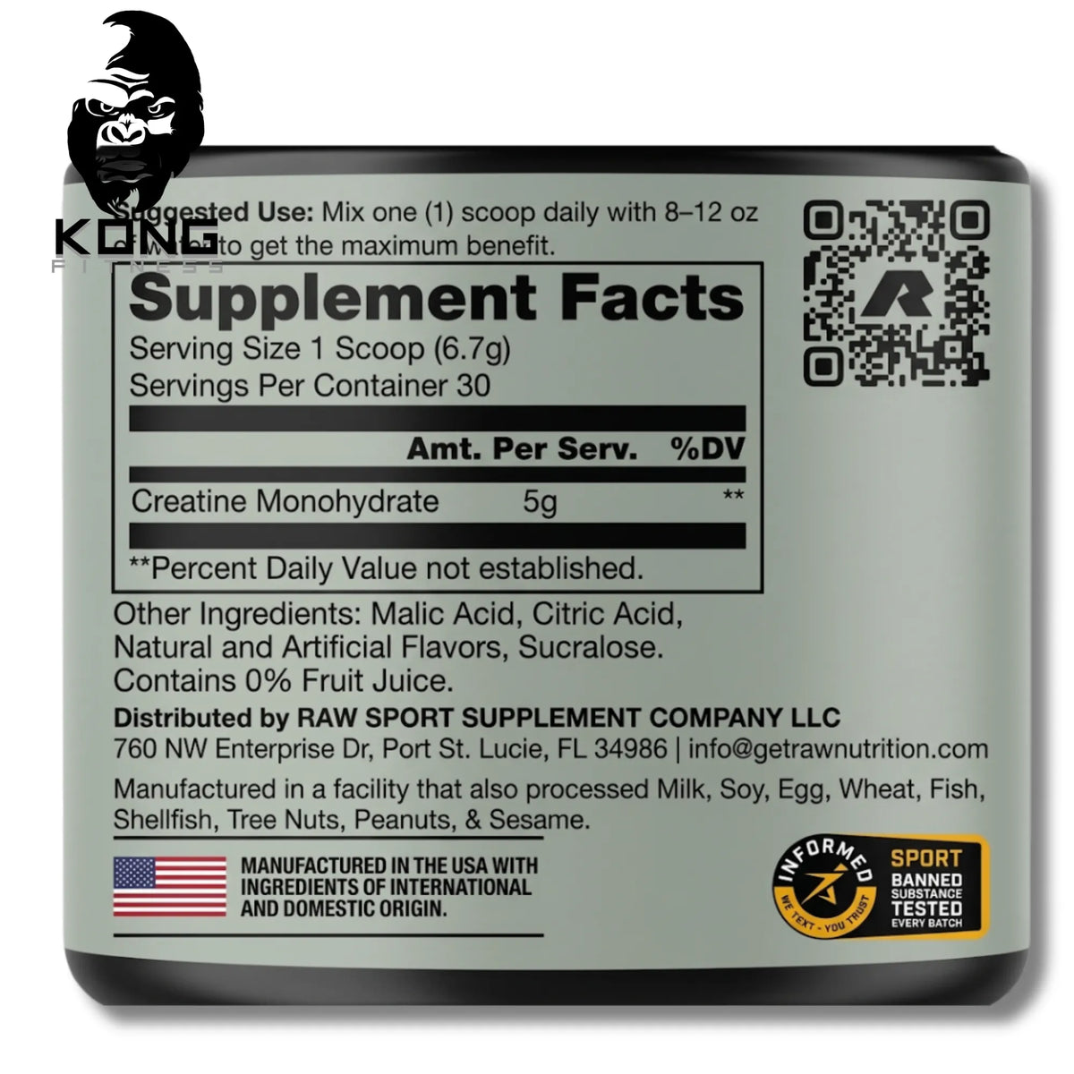 RAW SAM SULEK CREATINE 30 SERV