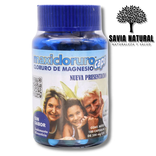 MAXICLORURO – CLORURO DE MAGNESIO – 100 CÁPSULAS × 500 MG